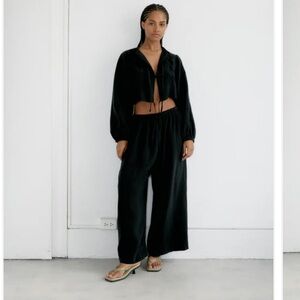 Boheme Black Linen Trouser. Size 3.